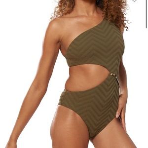 Off shoulder green one piece